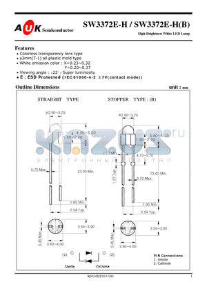 SW3372E-H datasheet - High Brightness White LED Lamp