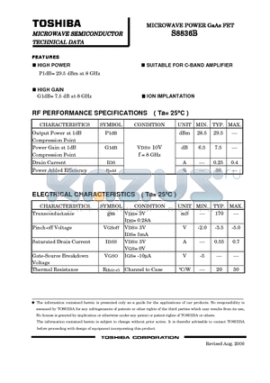 S8836B datasheet - MICROWAVE POWER GaAs FET