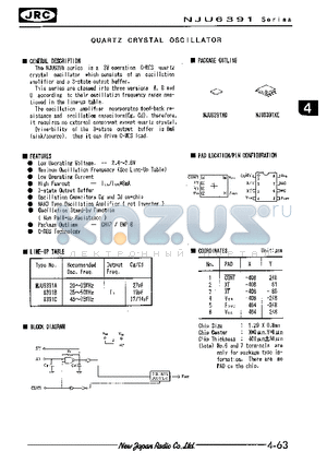 NJU6391B datasheet - QUARTZ CRYSTAL OSCILLATOR