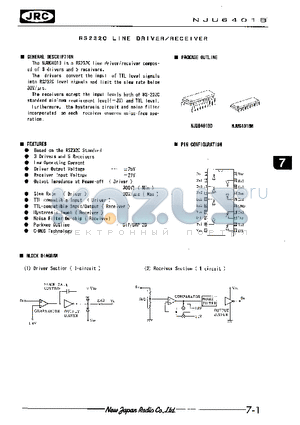 NJU6401B datasheet - RS232C LINE DRIVER/RECEIVER