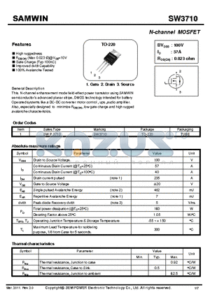 SW3710 datasheet - N-channel MOSFET
