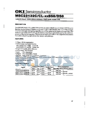 MSC23132CL-XXDS8 datasheet - 1,048,576-Word x 32-Bit DRAM MODULE : FAST PAGE MODE TYPE