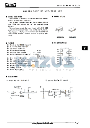 NJU6402B datasheet - RS232C LINE DRIVER/RECEIVER