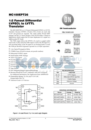 MC100EPT26 datasheet - 1:2 Fanout Differential LVPECL to LVTTL Translator