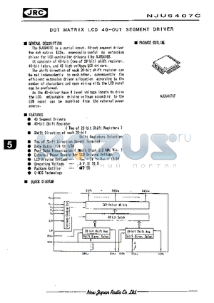 NJU6407C datasheet - DOT MATRIX LCD 40-OUT SEGMENT DRIVER