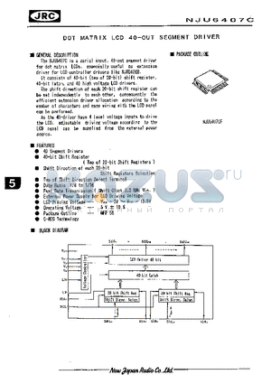 NJU6407CF datasheet - DOT MATRIX LCD 40-OUT SEGMENT DRIVER