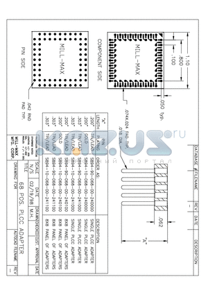 S894-10-068-00-240000 datasheet - 68 POS. PLCC ADAPTER