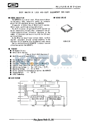 NJU6407CR datasheet - DOT MATRIX LCD 40-OUT SEGMENT DRIVER