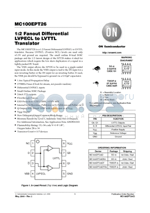 MC100EPT26DTR2 datasheet - 1:2 Fanout Differential LVPECL to LVTTL Translator