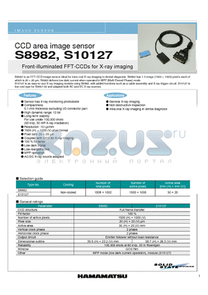 S8982 datasheet - CCD area image sensor Front-illuminated FFT-CCDs for X-ray imaging