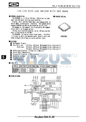 NJU6435 datasheet - 1/2 1/3 DUTY LCD DRIVER WITH KEY SCAN