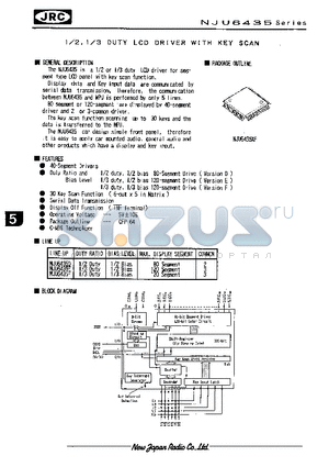 NJU6435D datasheet - 1/2 1/3 DUTY LCD DRIVER WITH KEY SCAN