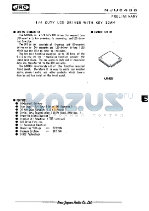 NJU6436 datasheet - 1/4 DUTY LCD DRIVER WITH KEY SCAN