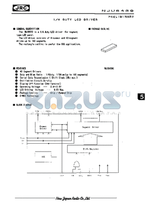 NJU6439 datasheet - 1/4 DUTY LCD DRIVER