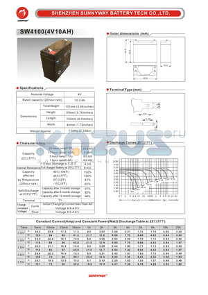 SW4100 datasheet - General Battery