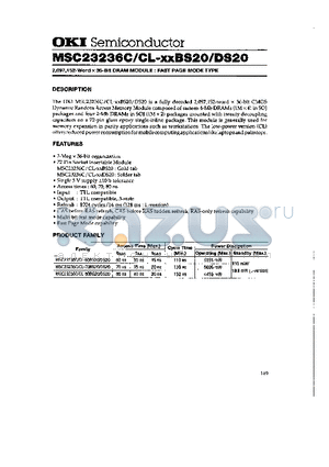 MSC23236CL-XXBC20 datasheet - 2,097,152-Word x 36-Bit DRAM MODULE : FAST PAGE MODE TYPE