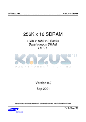 S8S3122X16 datasheet - 256K x 16 SDRAM