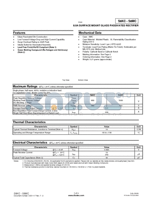 S8MC datasheet - 8.0A SURFACE MOUNT GLASS PASSIVATED RECTIFIER