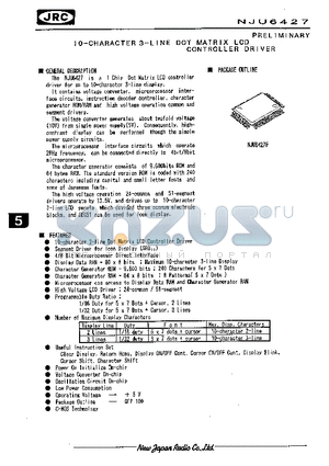 NJU6427F datasheet - 10-CHARACTER 3-LINE DOT MATRIX LCD CONTROLLER DRIVER