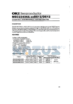 MSC23436A datasheet - 4,194,304-Word x 36-Bit DRAM MODULE : FAST PAGE TYPE