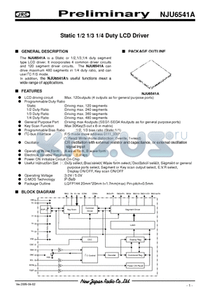 NJU6541A datasheet - Static 1/2 1/3 1/4 Duty LCD Driver