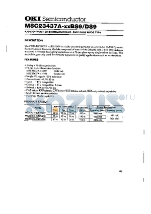 MSC23437A datasheet - 4,194,304-Word X x 36Bit DRAM MODULE : FAST PAGE MODE TYPE