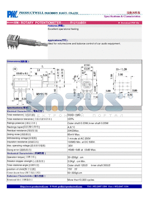 R12723BS1 datasheet - ROTARY POTENTIOMETER