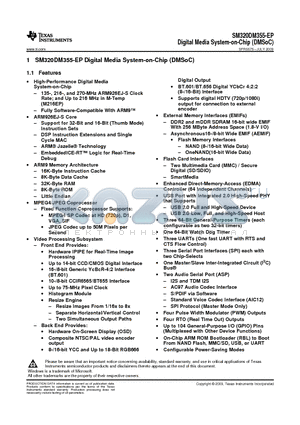 SM320DM355-EP datasheet - Digital Media System-on-Chip(DMSoC)