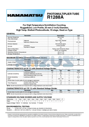 R1288A datasheet - PHOTOCULTIPLIER TUBE