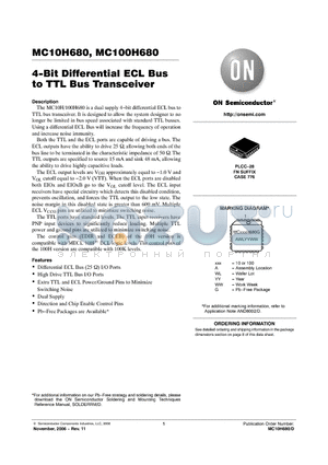 MC100H680FNG datasheet - 4−Bit Differential ECL Bus to TTL Bus Transceiver