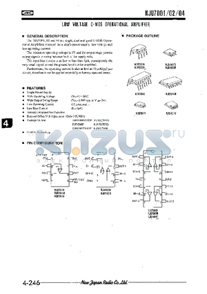 NJU7001D datasheet - LOW VOLTAGE C-MOS OPERATIONAL AMPLIFIER