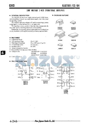 NJU7001V datasheet - LOW VOLTAGE C-MOS OPERATIONAL AMPLIFIER