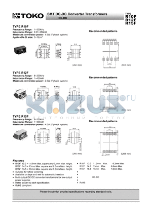 R12F datasheet - SMT DC-DC Converter Transformers