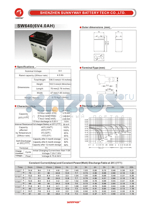 SW640_2 datasheet - General Battery