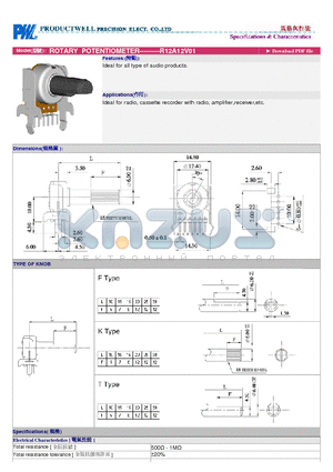 R12A12V01 datasheet - ROTARY POTENTIOMETER