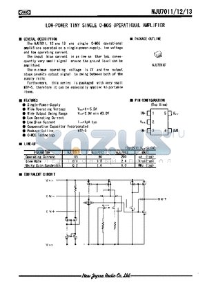 NJU7013 datasheet - LOW-POWER TINY SINGLE C-MOS OPERATIONAL AMPLIFIER