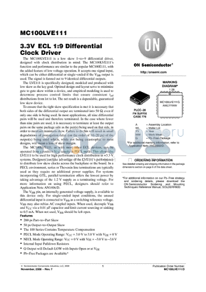 MC100LVE111FNR2 datasheet - 3.3V ECL 1:9 Differential Clock Driver