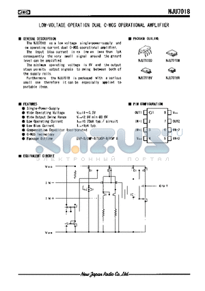 NJU7018D datasheet - LOW-VOLTAGE OPERATION DUAL C-MOS OPERATIONAL AMPLIFIER