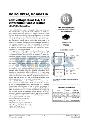 MC100LVE210 datasheet - Low Voltage Dual 1:4, 1:5 Differential Fanout Buffer