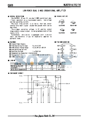 NJU701XM datasheet - LOW-POWER DUAL C-MOS OPERATIONAL AMPLIFIER