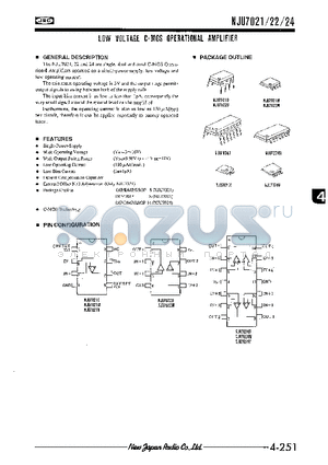 NJU7021V datasheet - LOW VOLTAGE C-MOS OPERATIONAL AMPLIFIER