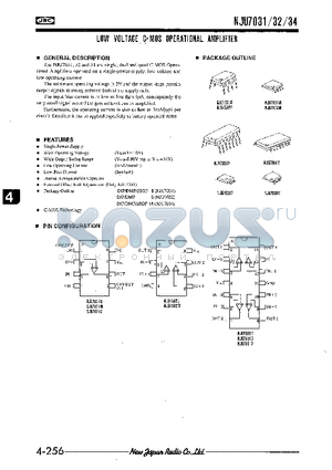 NJU7034D datasheet - LOW VOLTAGE C-MOS OPERATIONAL AMPLIFIER