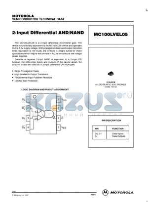 MC100LVEL05 datasheet - 2-Input Differential AND/NAND