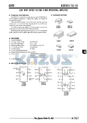 NJU7052 datasheet - LOW INPUT OFFSET VOLTAGE C-MOS OPERATIONAL AMPLIFIER