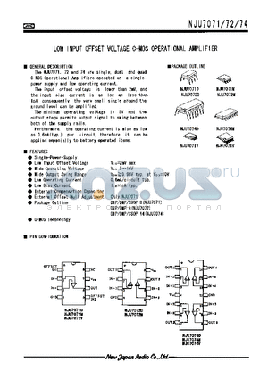 NJU7071D datasheet - LOW INPUT OFFSET VOLTAGE C-MOS OPERATIONAL AMPLIFIER