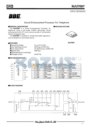 NJU7087 datasheet - Sound Enhancement Processor For Telephone