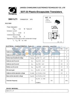 S9011LT1-SOT-23 datasheet - TRANSISTOR NPN 
