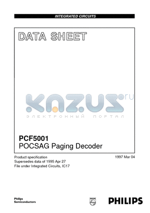 PCF5001T datasheet - POCSAG Paging Decoder