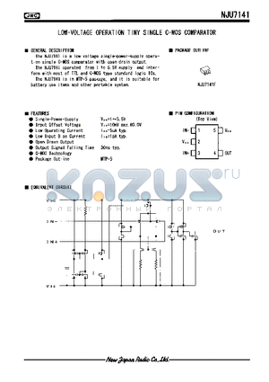 NJU7141F datasheet - LOW-VOLTAGE OPERATION TINY SINGLE C-MOS COMPARATOR