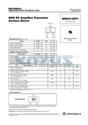 MSC3130 datasheet - NPN RF Amplifier Transistors Surface Mount